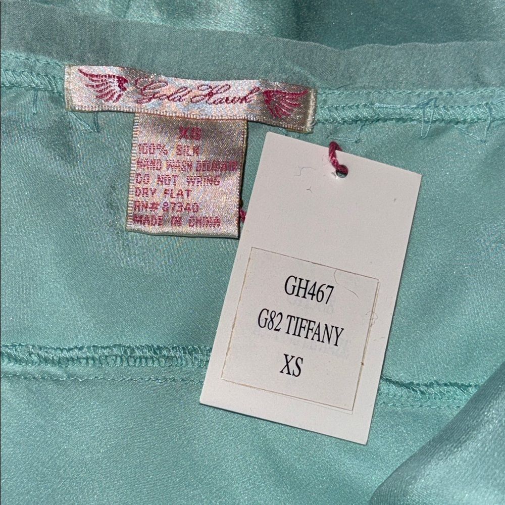 NWT Gold Hawk TRIANGLE SILK CAMI Tiffany Blue X- Small Beaded / Embellished - Picture 8 of 9
